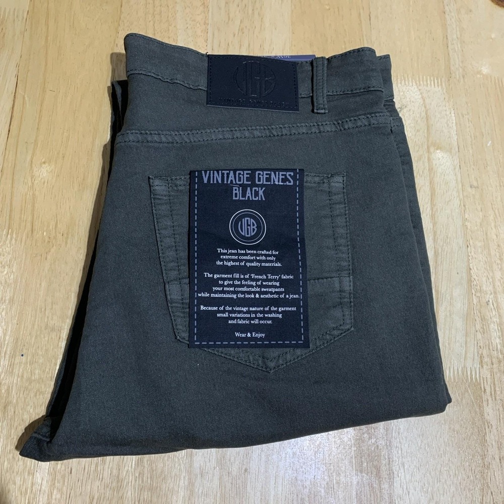 VGB Vintage Genes Black Slim‎ Fit Comfort French Terry Denim Jeans Men's W30x30L